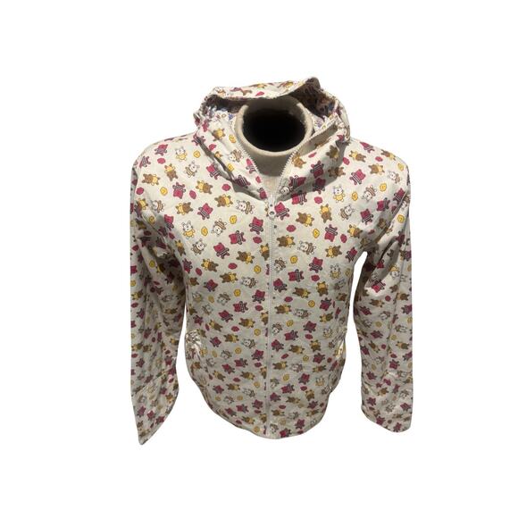 Reversible Kawaii Hoodie XL Zip Up Jacket Bunny Bear Hearts Harajuku Anime - Picture 1 of 10